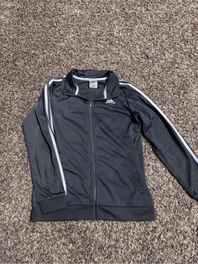 Adidas Track Jacket Grey with White Stripe Accents